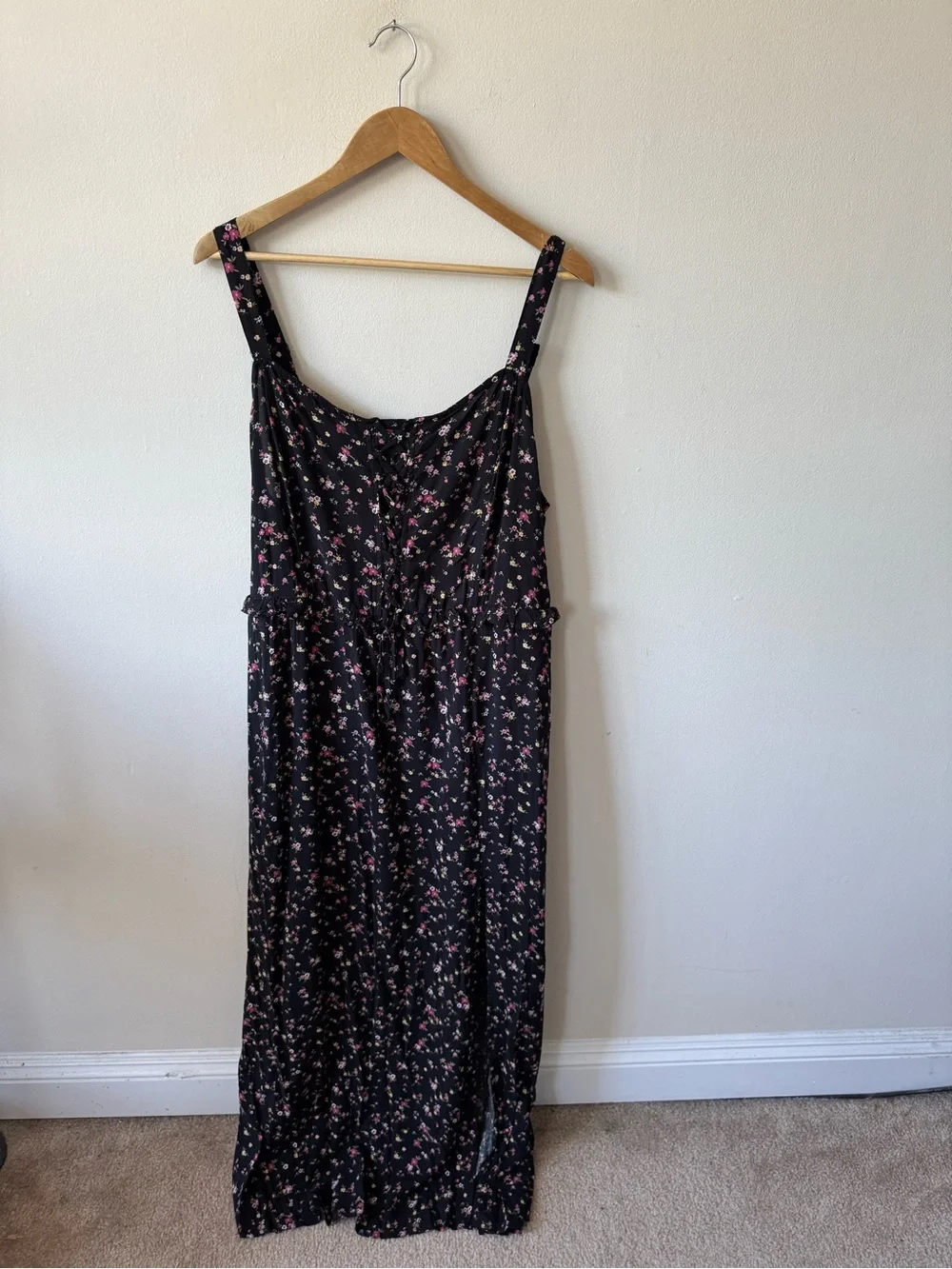 Wild Fable Black Floral Maxi Dress with Side Slit